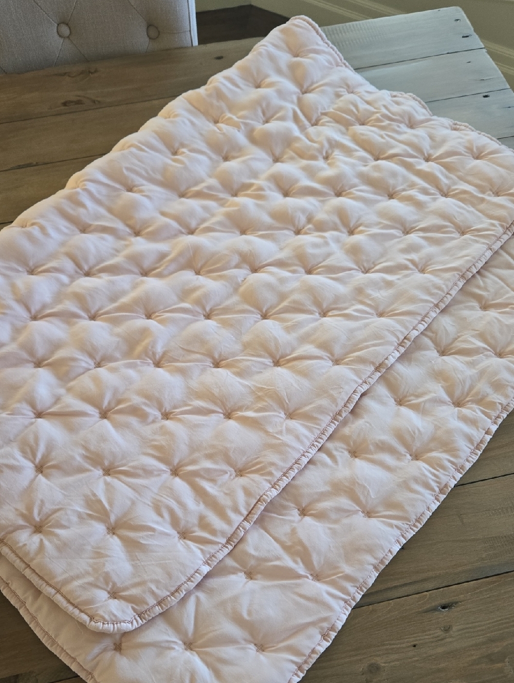 Pottery Barn Kids Light Pink Quilted Baby Blanket